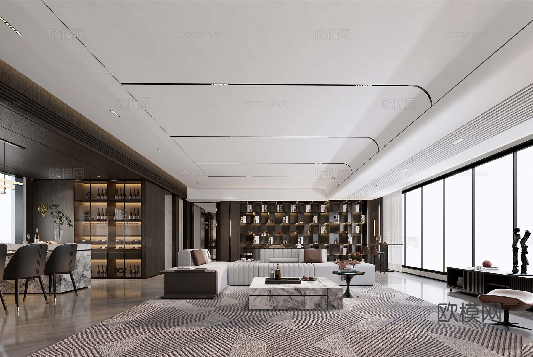 轻奢意式 样板间 最新全套施工图 效果图合集cad施工图