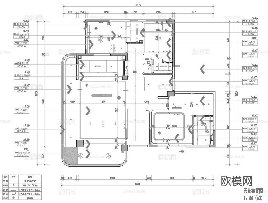 轻奢大平层 样板间 最新全套施工图 效果图合集cad施工图