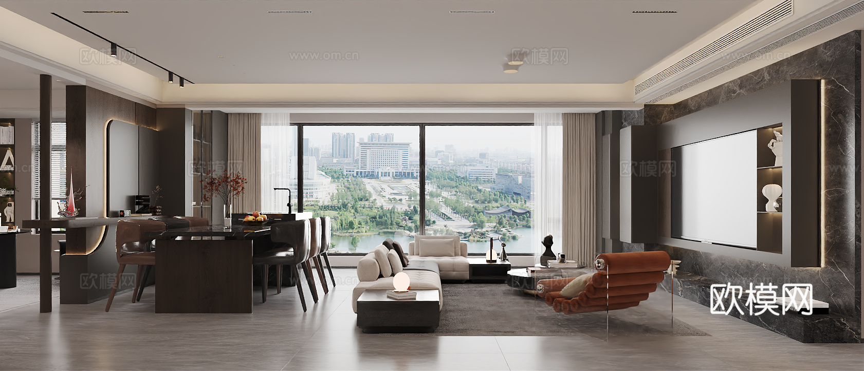 轻奢意式大平层 样板间 最新全套施工图 效果图合集cad施工图