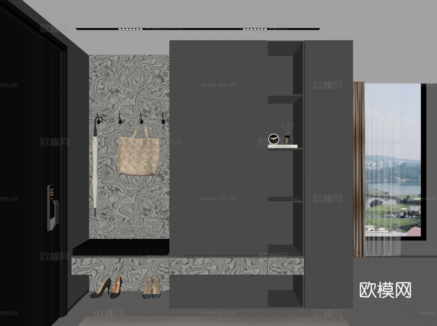 现代意式鞋柜 玄关柜su模型