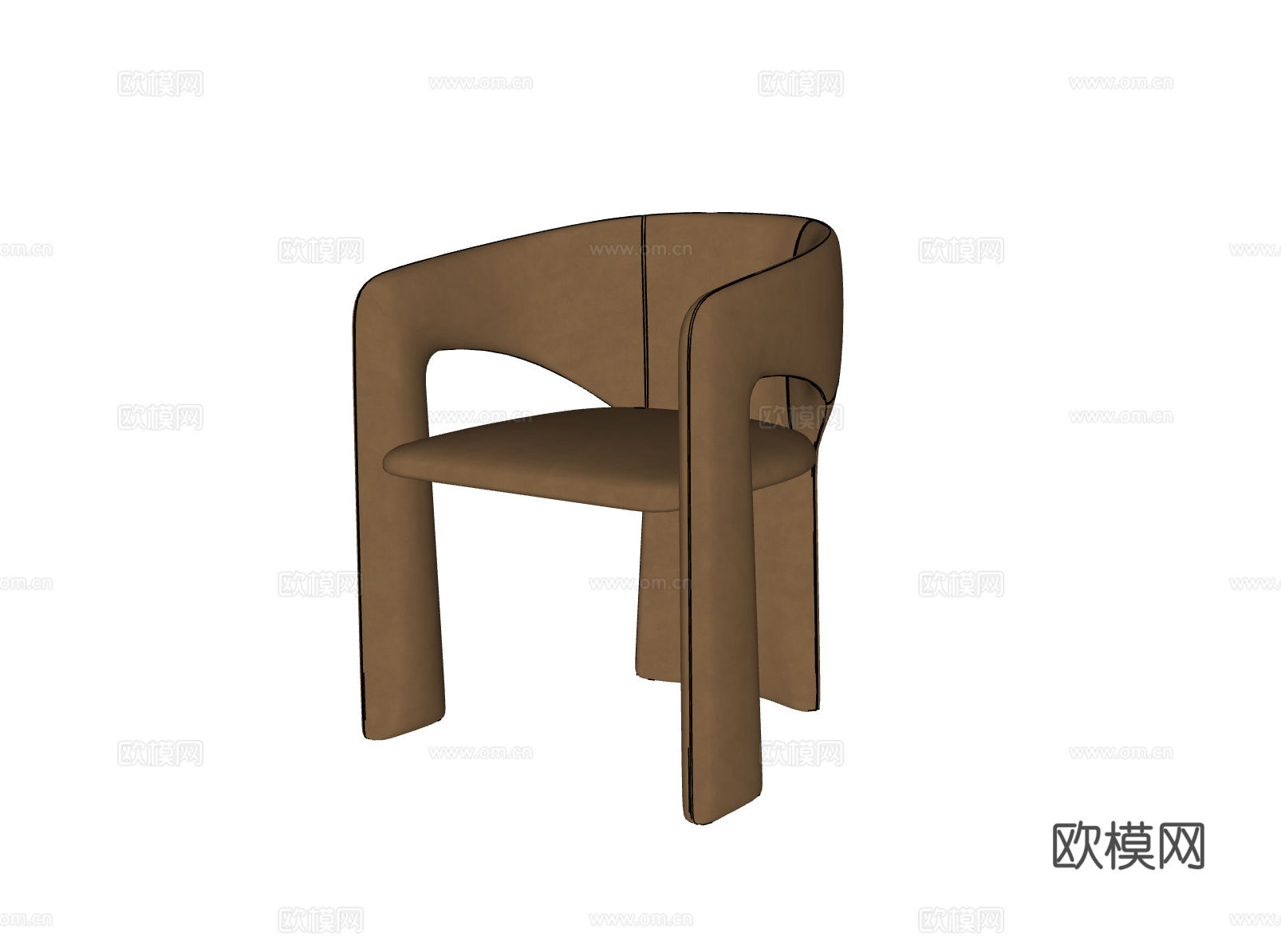 现代简约皮革单椅 餐椅 扶手椅 休闲椅su模型