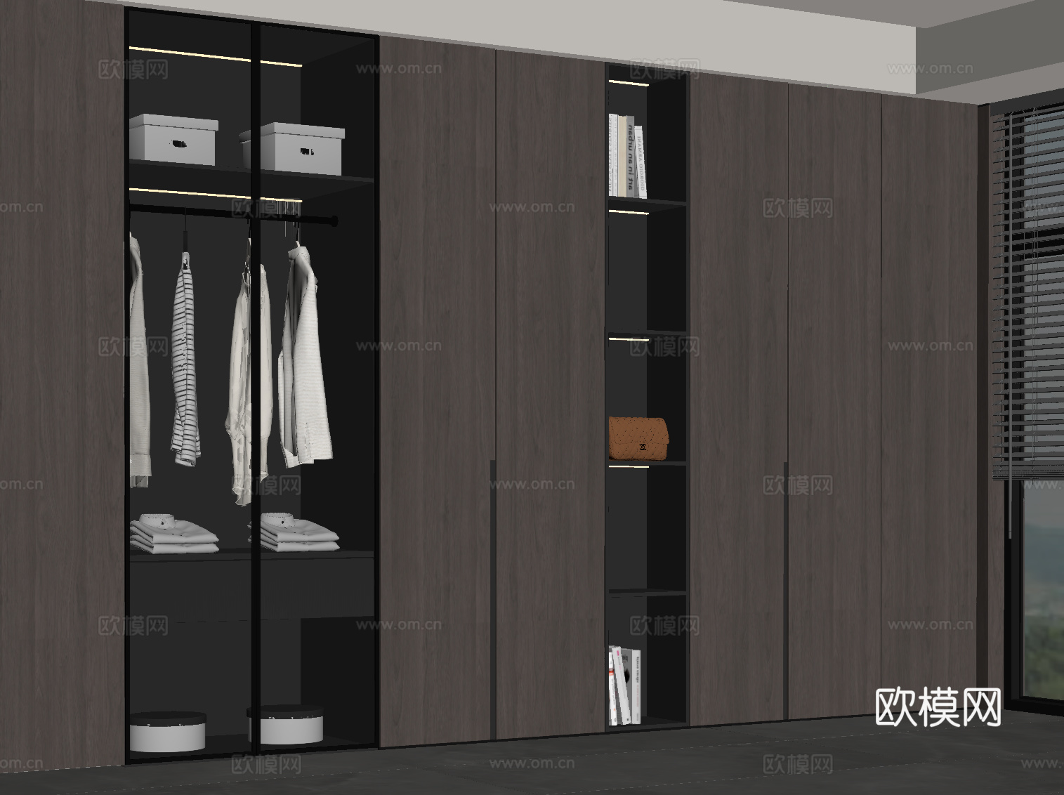 现代意式衣柜 成品衣柜su模型