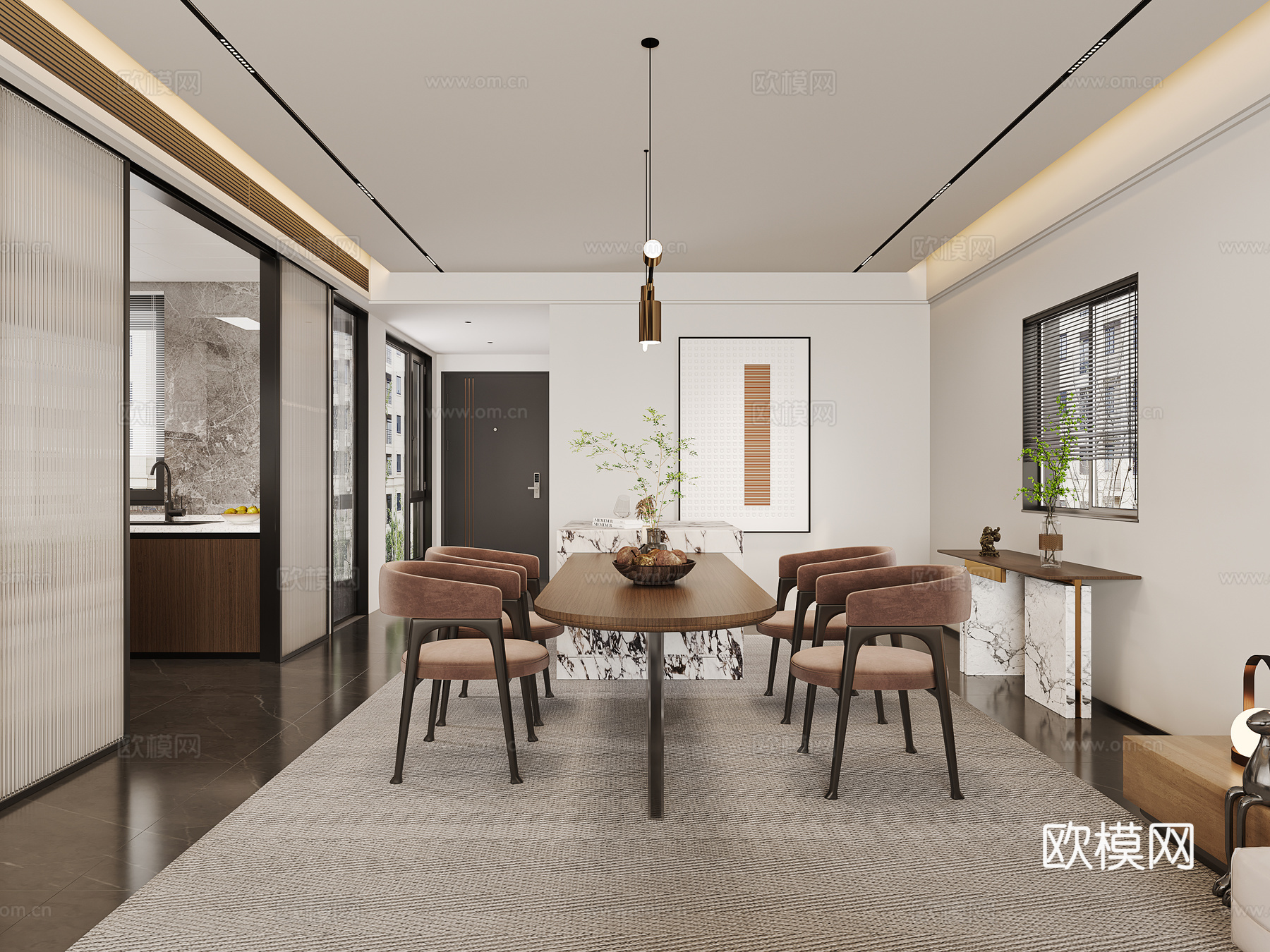 轻奢意式 样板间 最新全套施工图 效果图合集cad施工图