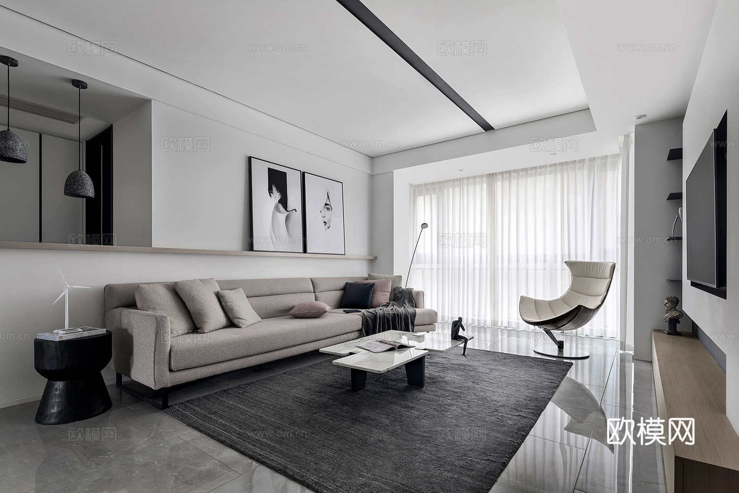 轻奢大平层 样板间 最新全套施工图 效果图合集cad施工图