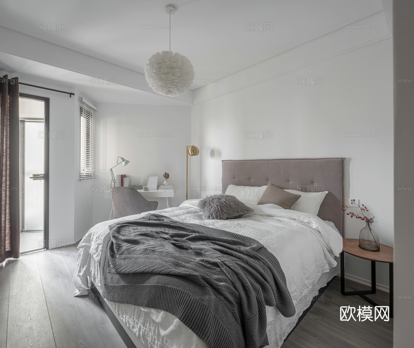 轻奢大平层 样板间 最新全套施工图 效果图合集cad施工图下载（渲染图5）