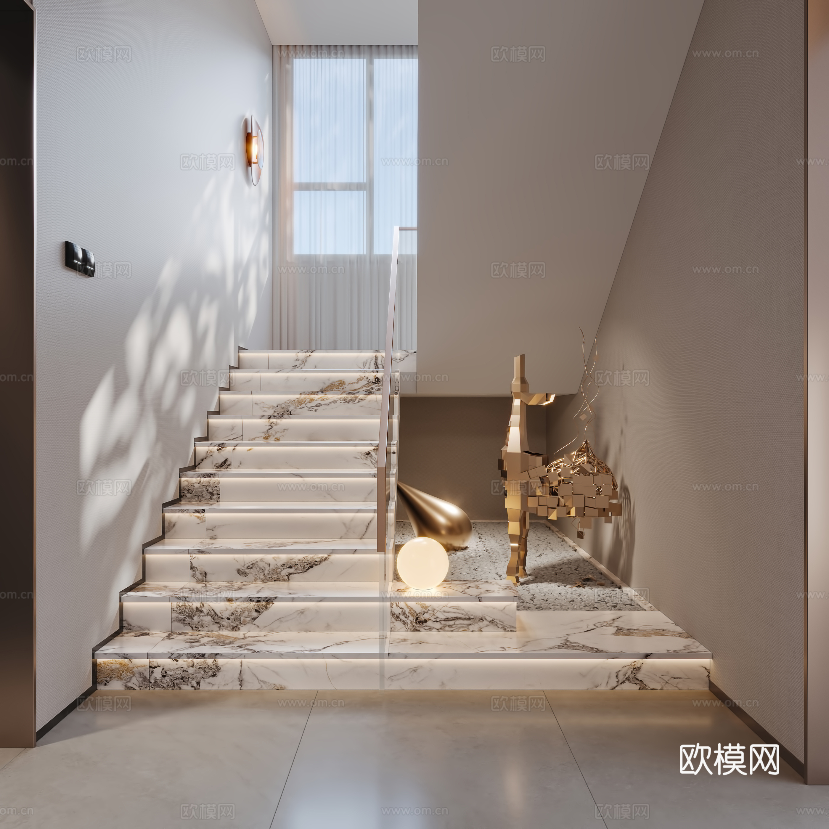 现代楼梯间3d模型下载