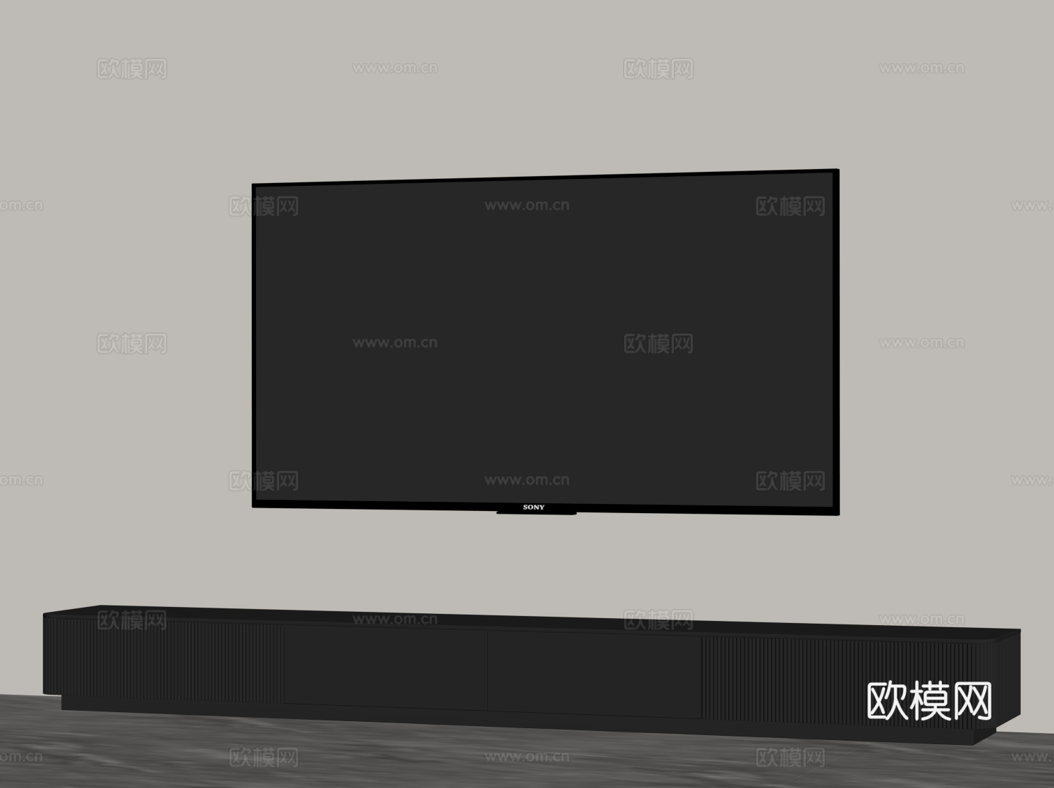 现代意式电视柜su模型下载（渲染图2）