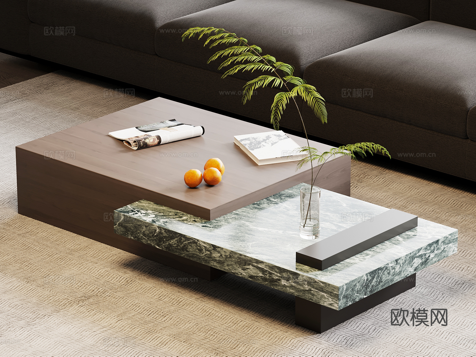 现代意式茶几 大理石茶几su模型