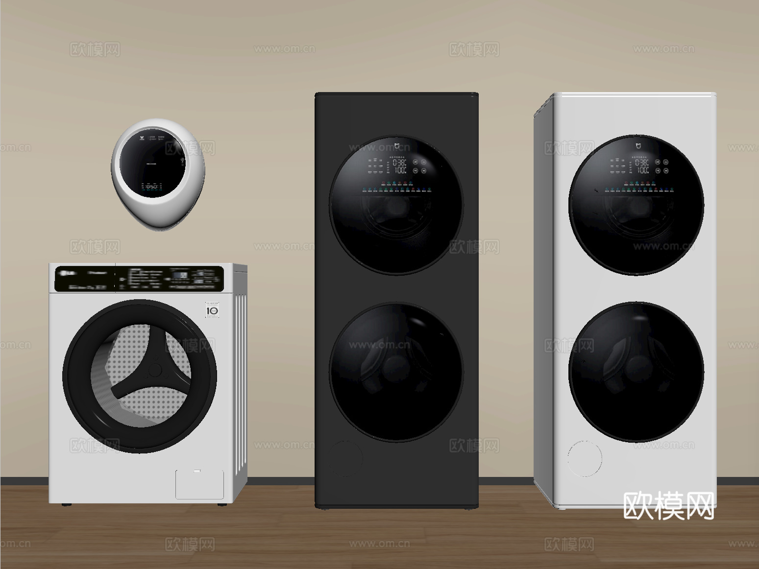 现代洗衣机 壁挂式洗衣机 洗烘一体机su模型