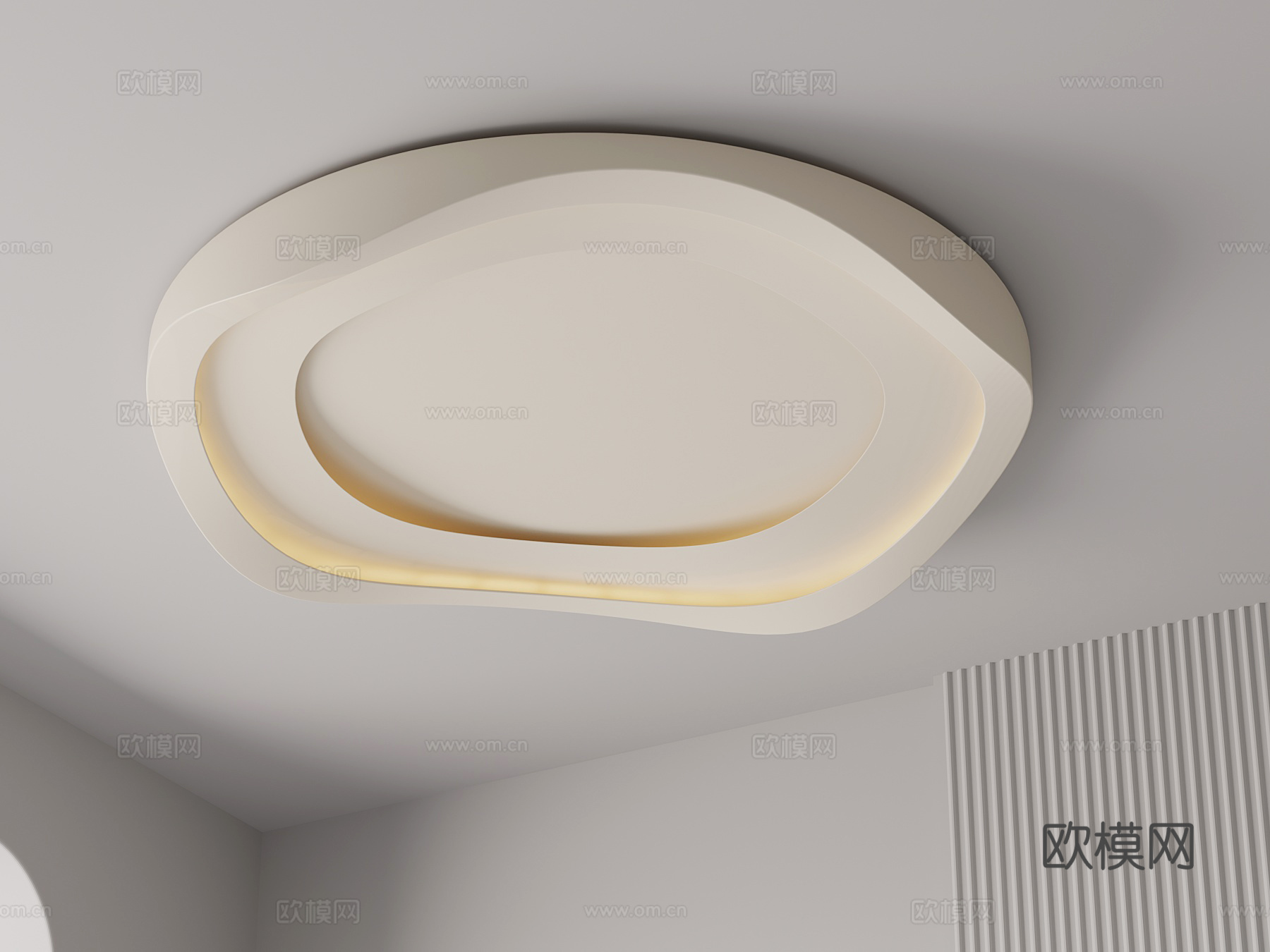 现代奶油风吸顶灯su模型