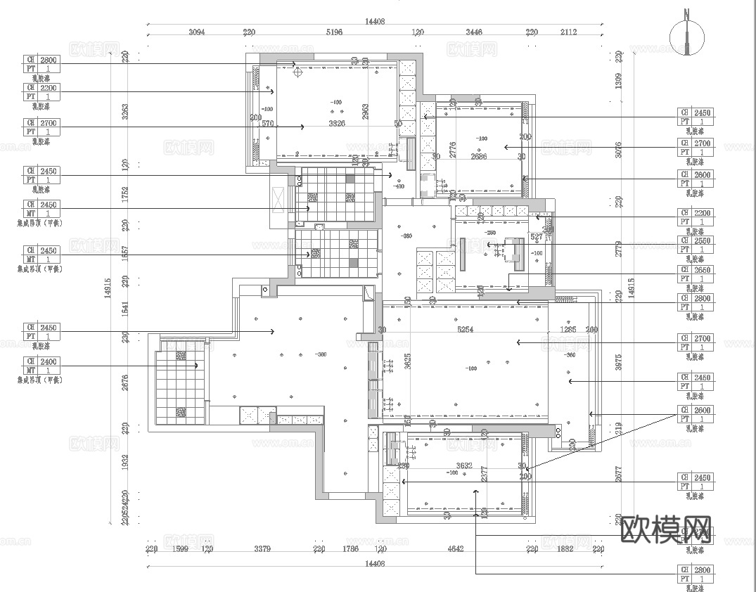奶油风 样板间 最新全套施工图 效果图合集cad施工图