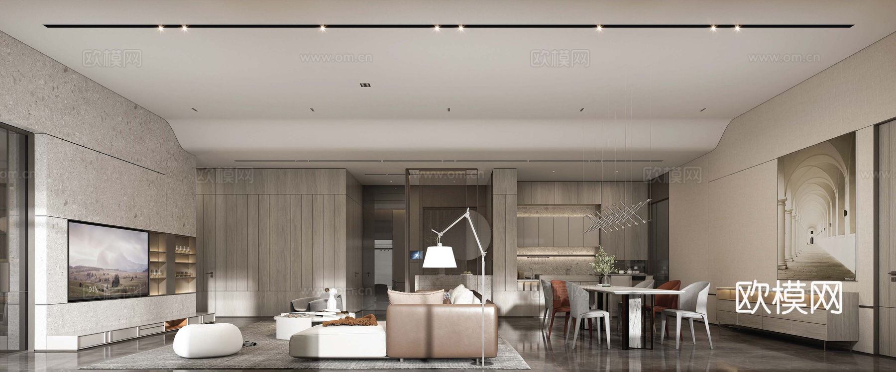 轻奢意式大平层 样板间 最新全套施工图 效果图合集cad施工图