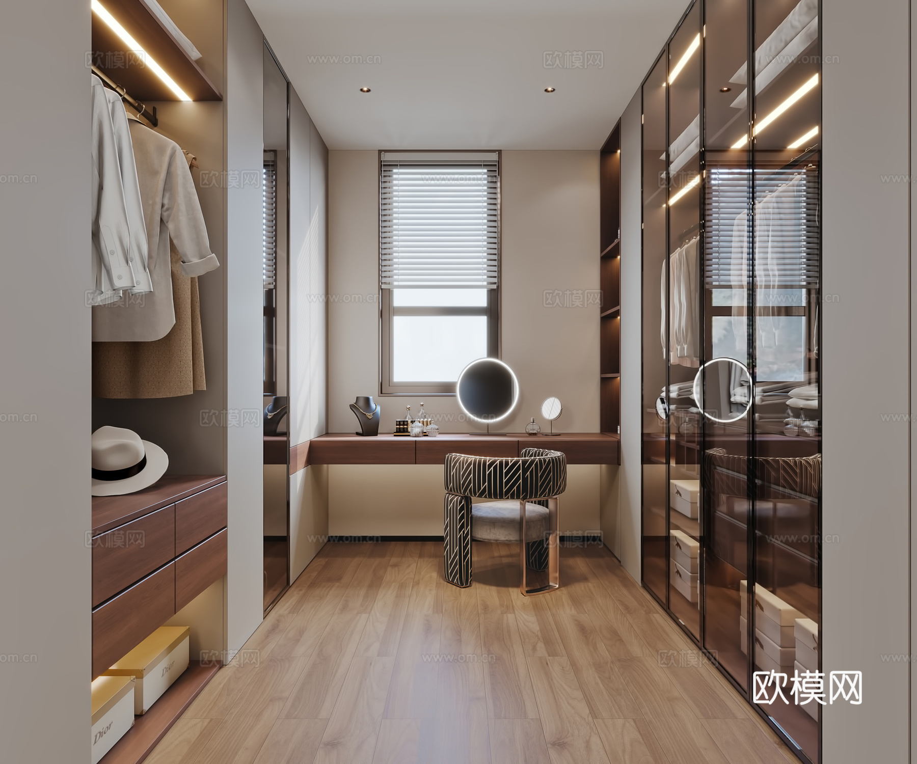 现代衣帽间3d模型下载（渲染图1）