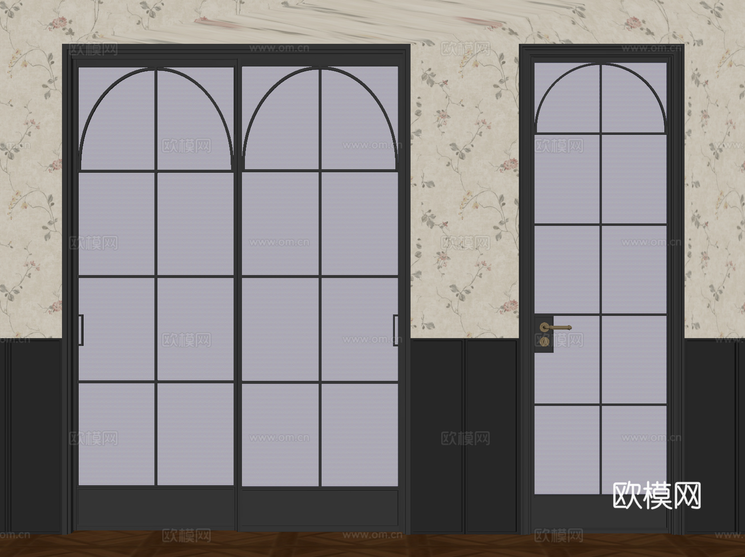 法式双开门 单开门su模型