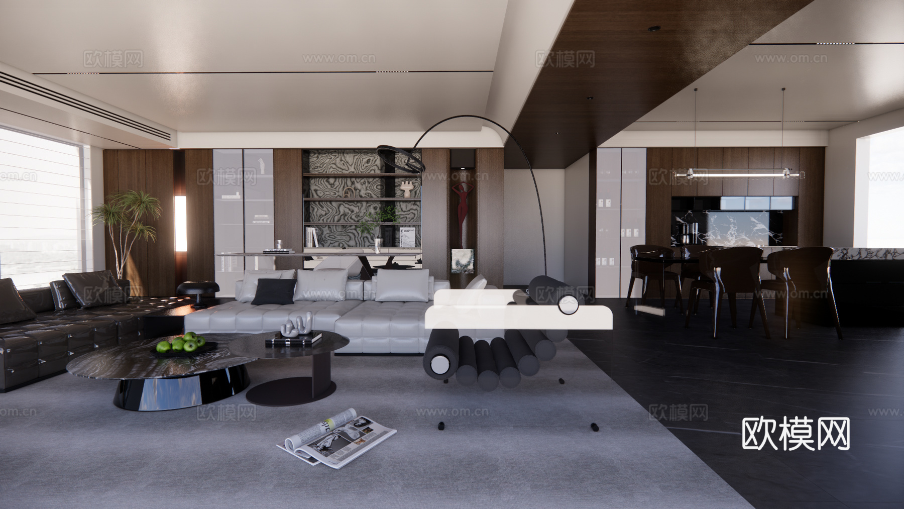 意式家居客厅su模型