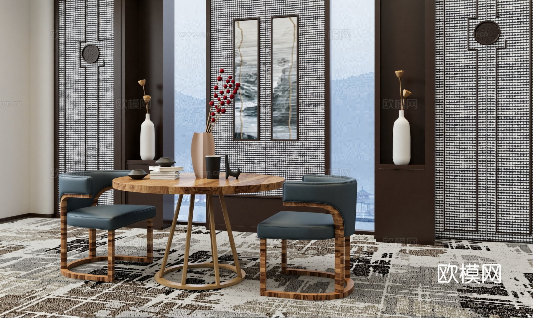 新中式茶室su模型