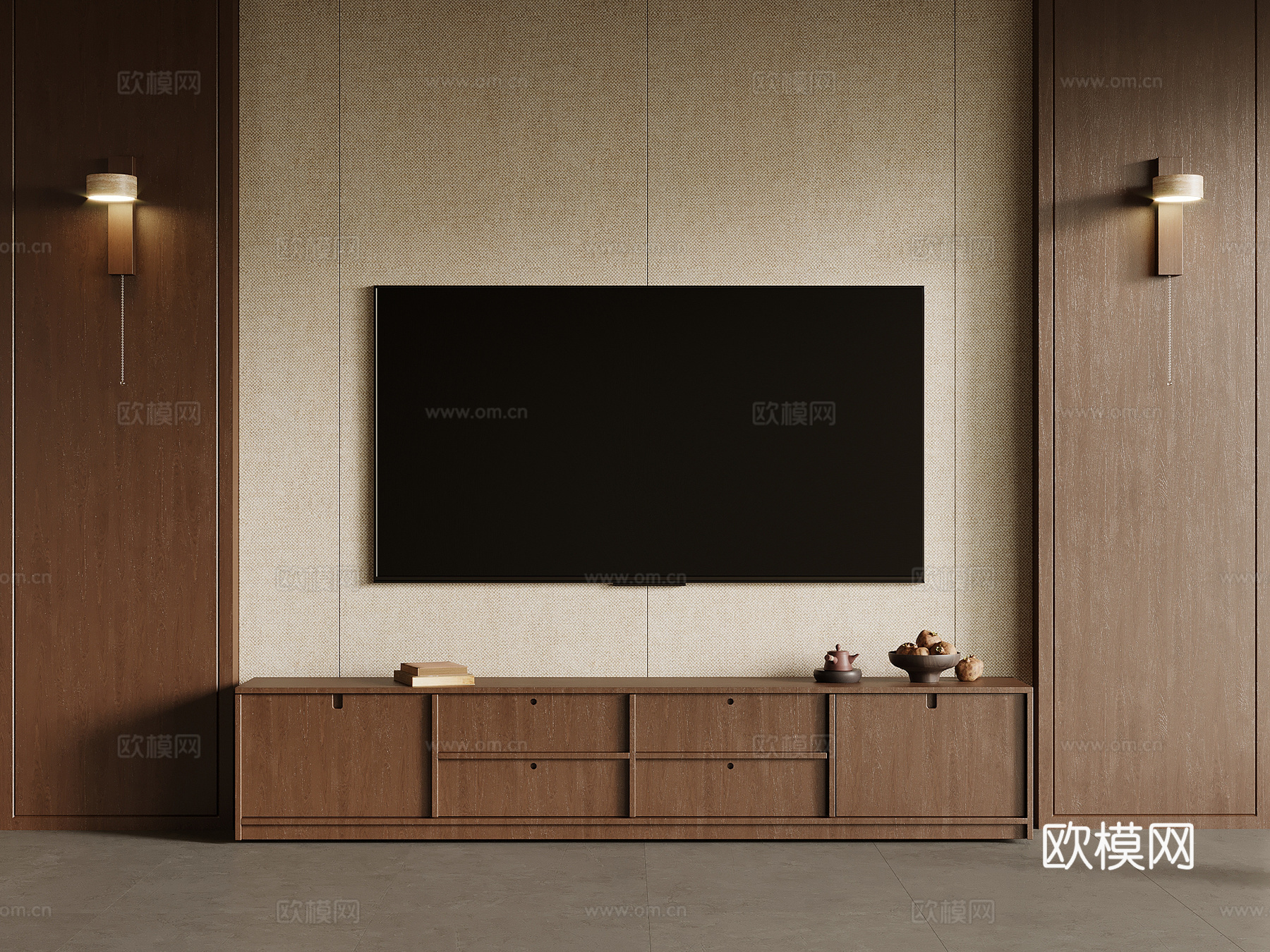 中古风电视柜su模型