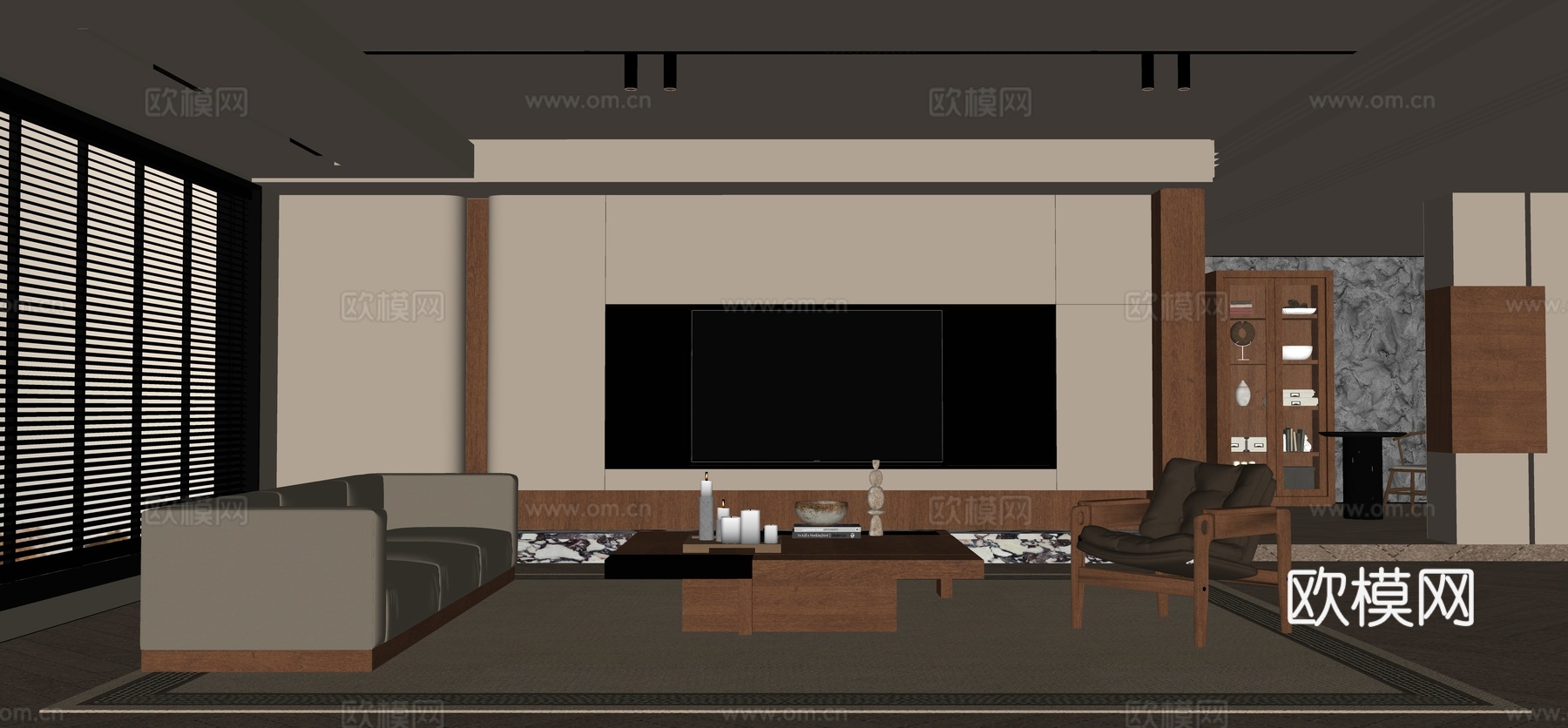 中古家居客厅 中古客厅su模型