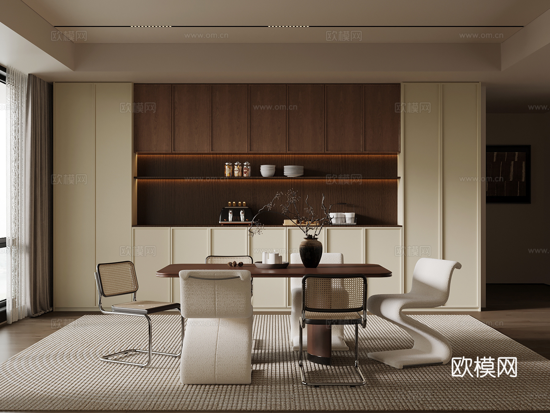 中古风餐厅su模型