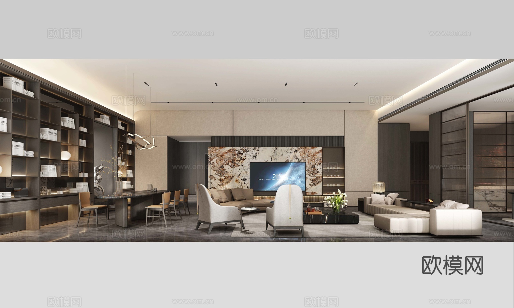 轻奢意式大平层 样板间 最新全套施工图 效果图合集cad施工图