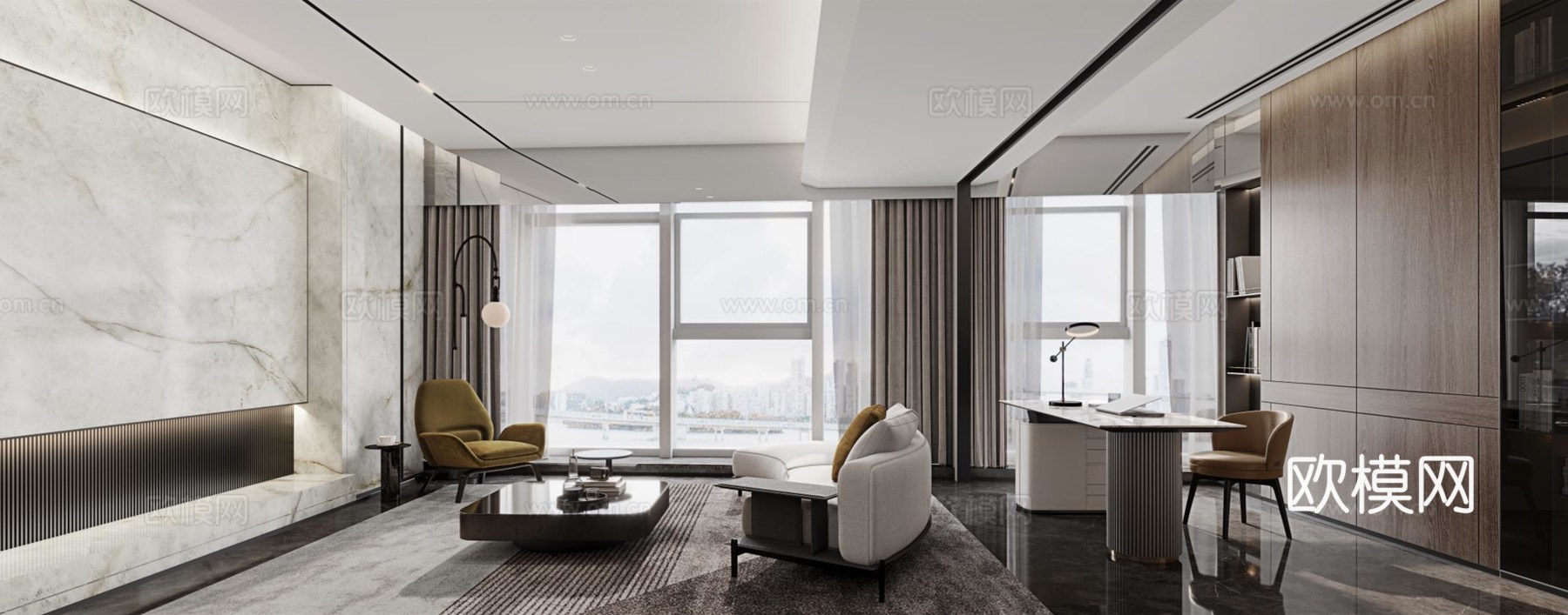 轻奢大平层 样板间 最新全套施工图 效果图合集cad施工图