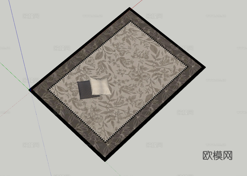 欧式法式美式中古地毯抱枕su模型