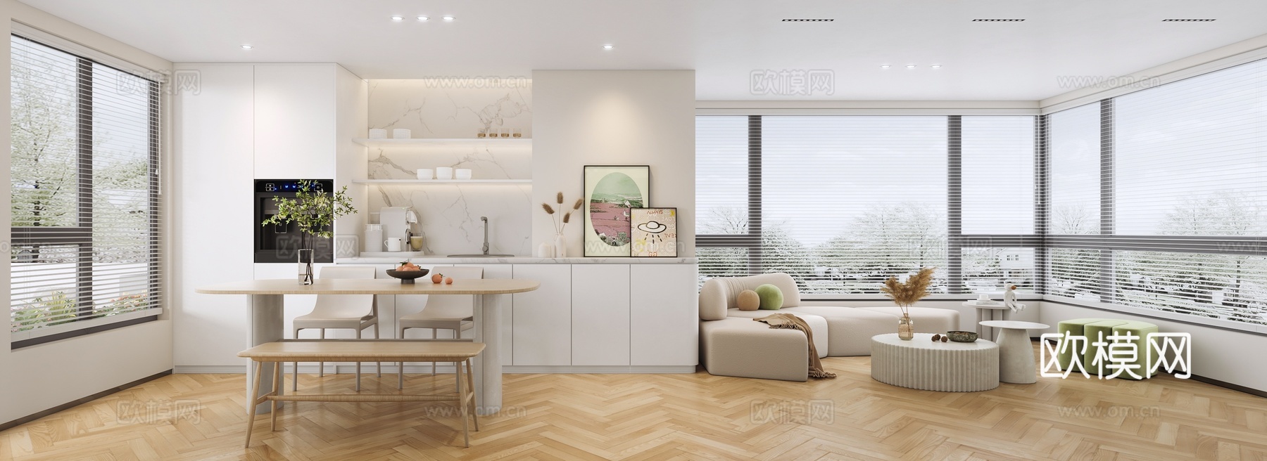 奶油风 样板间 最新全套施工图 效果图合集cad施工图