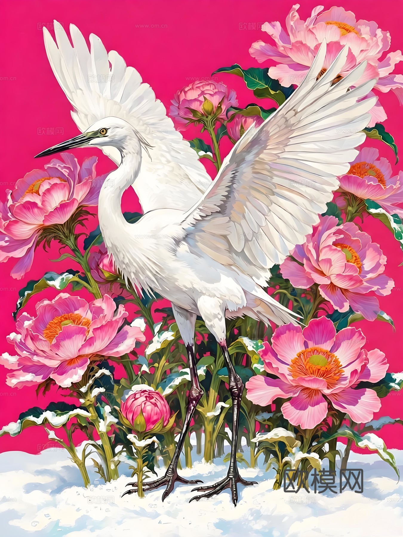 仙鹤艺术画芯下载（渲染图3）