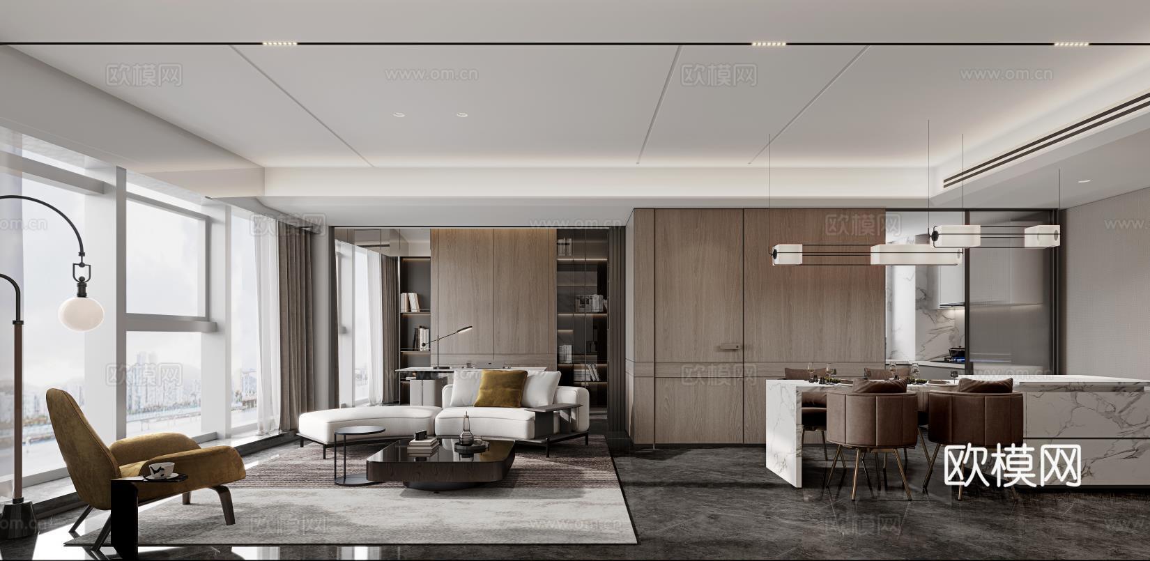 轻奢大平层 样板间 最新全套施工图 效果图合集cad施工图