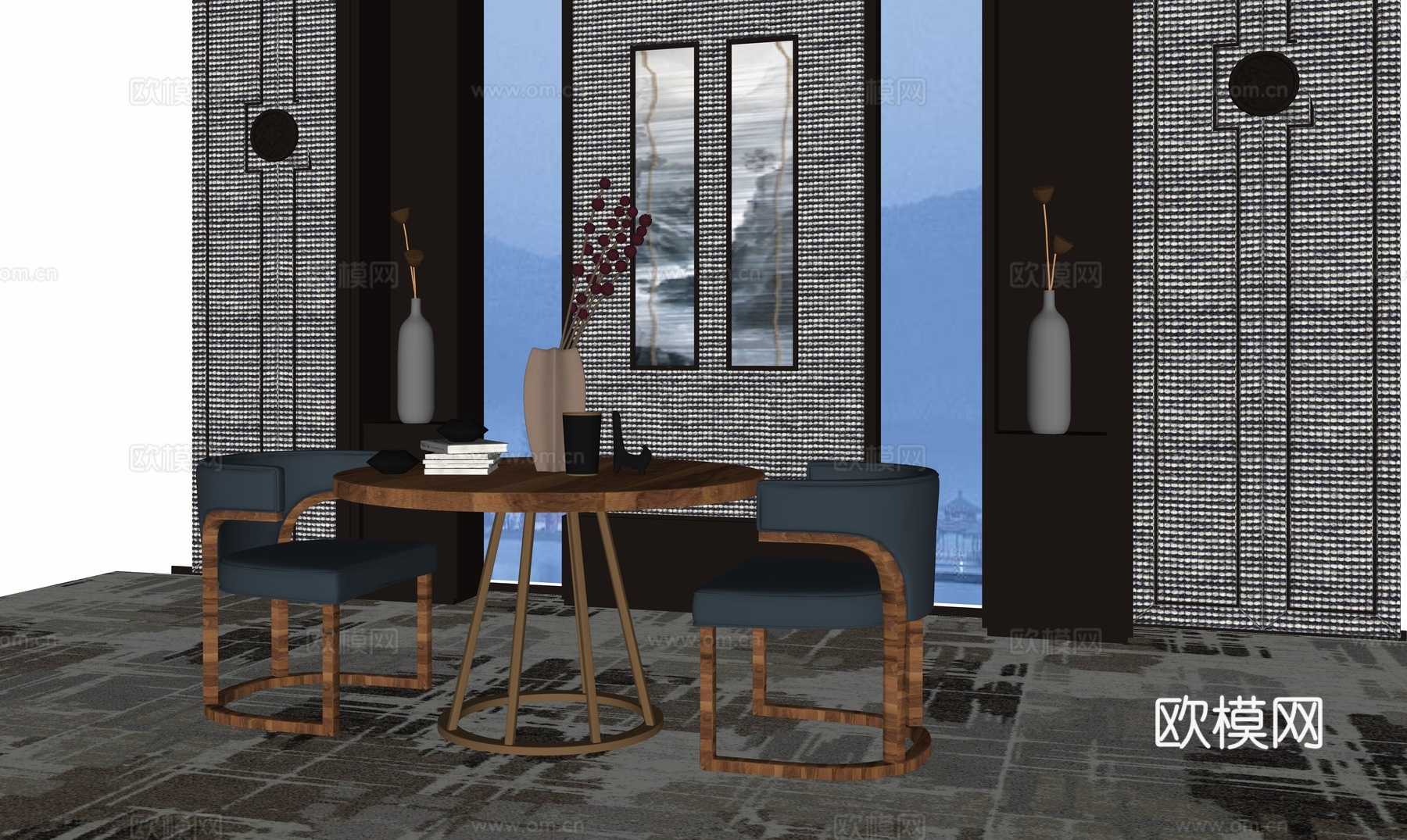 新中式茶室su模型