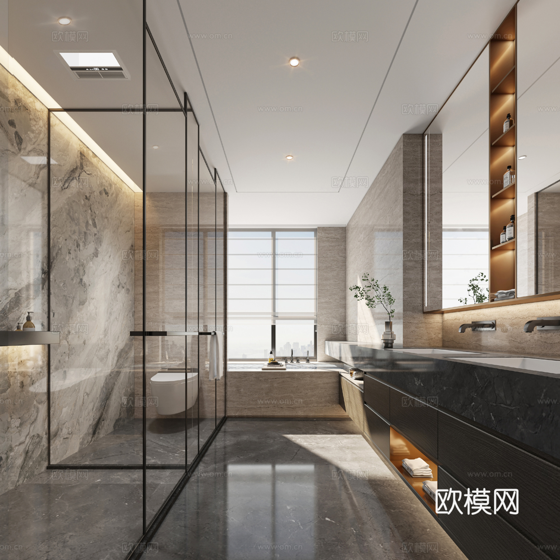 轻奢大平层 样板间 最新全套施工图 效果图合集cad施工图