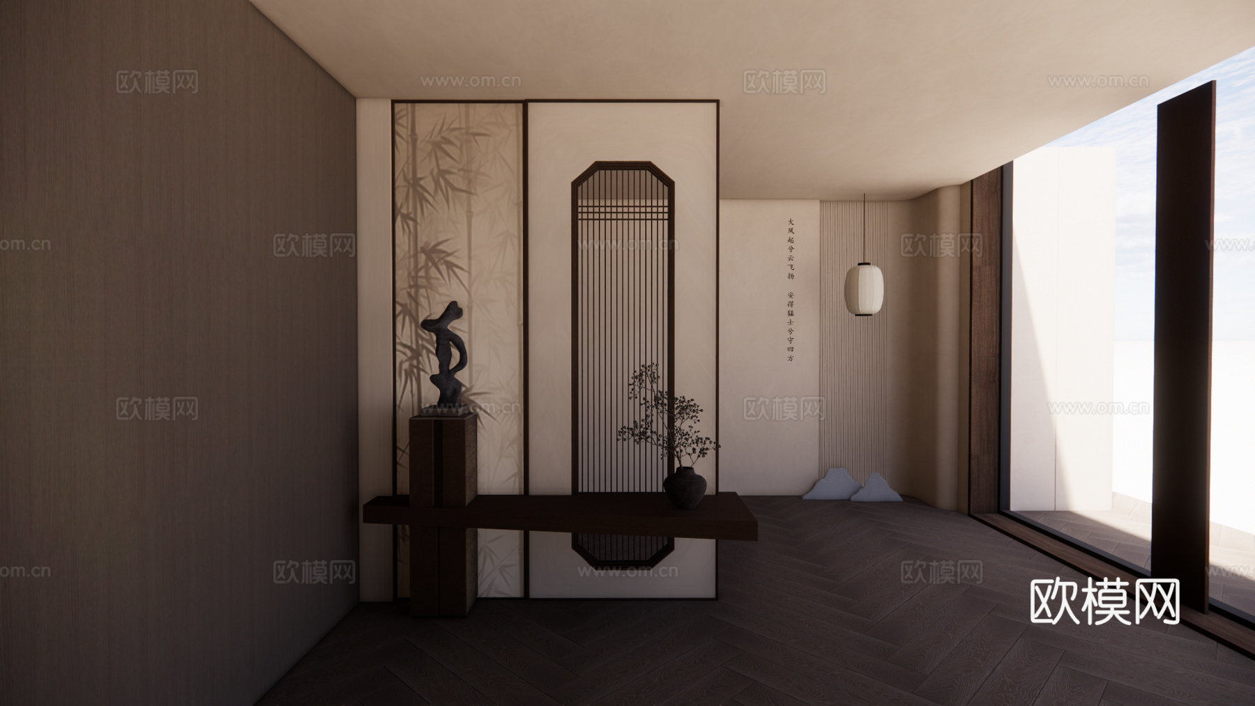 新中式玄关su模型