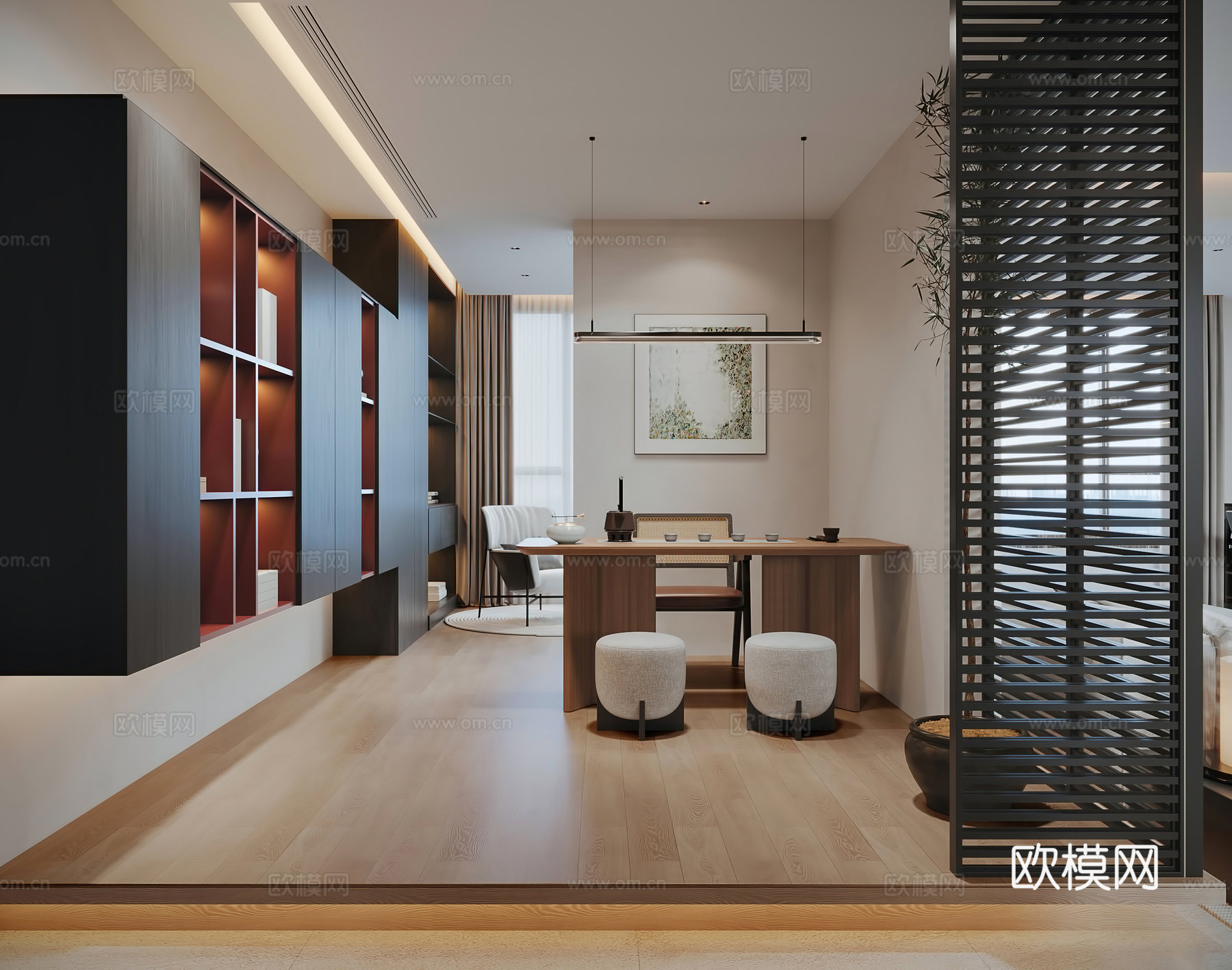 现代客餐厅3d模型下载（渲染图4）