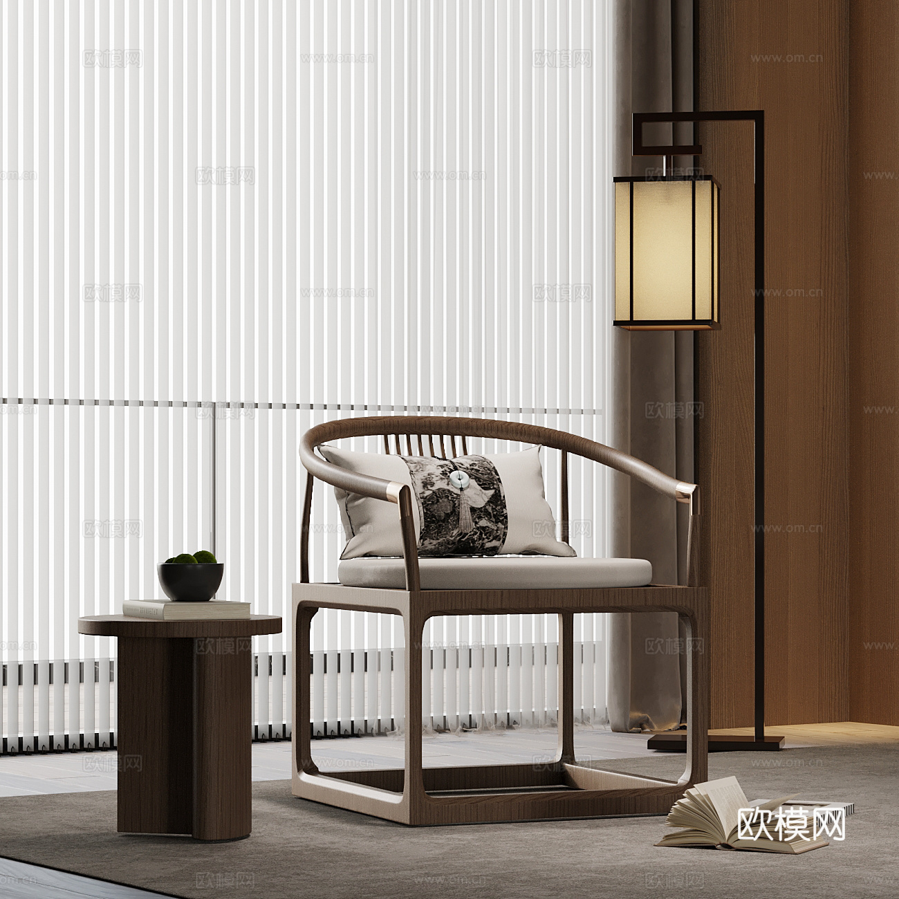 新中式休闲椅su模型