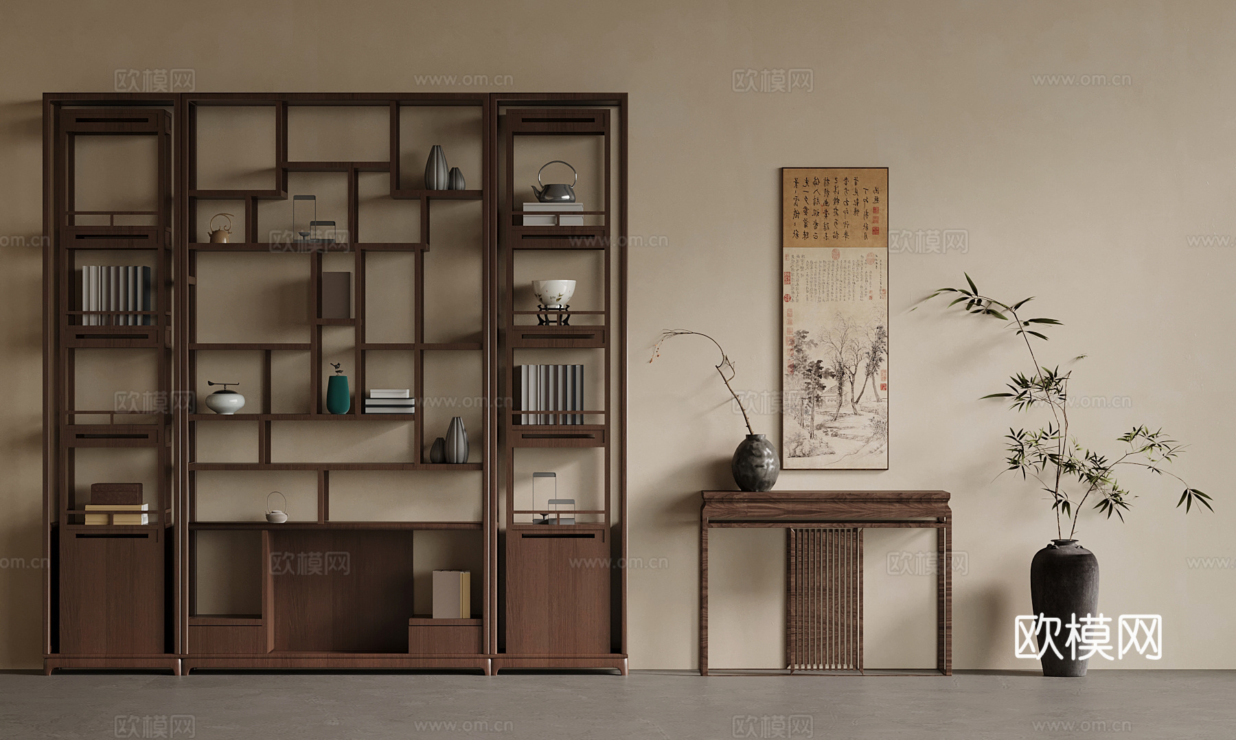 新中式博古架 端景柜su模型