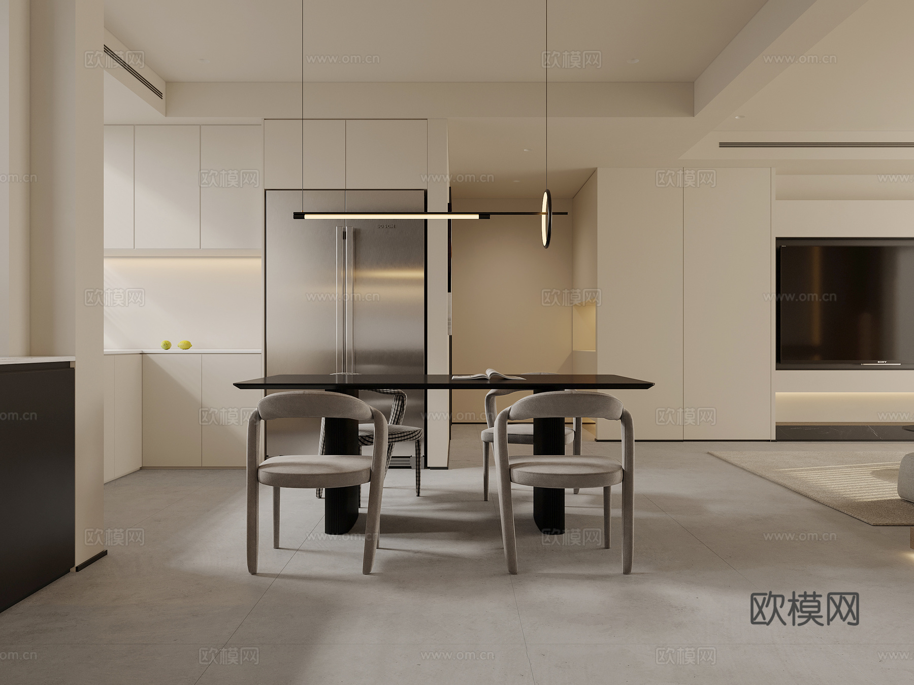 奶油风 样板间 最新全套施工图 效果图合集cad施工图