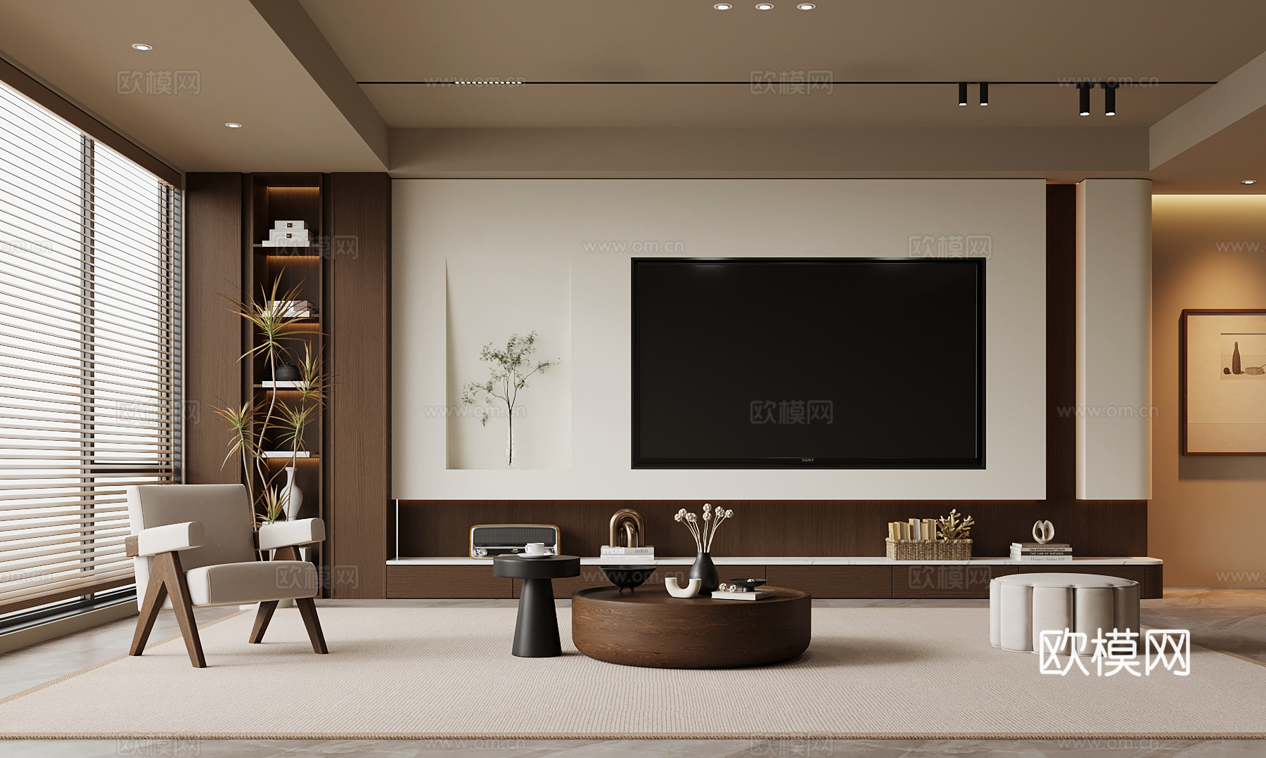 中古风客厅su模型