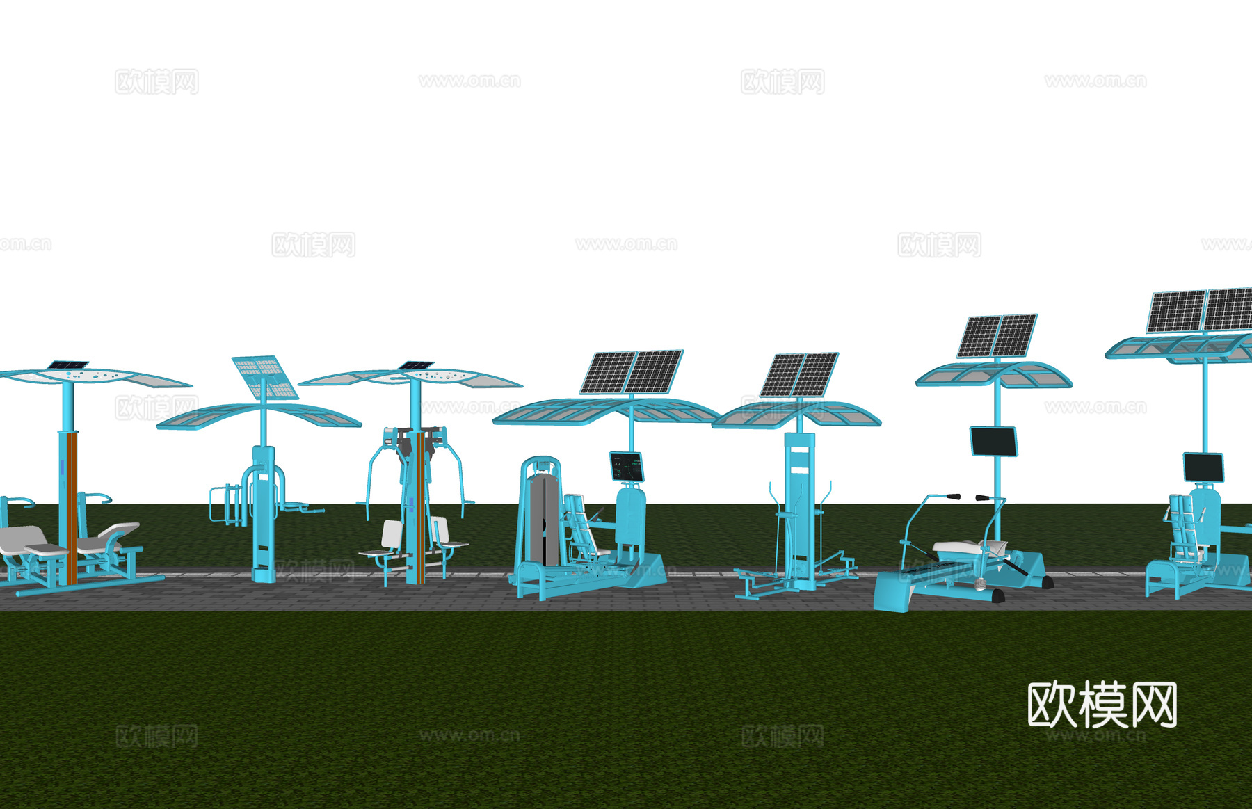 跑步 器材 太阳能 现代 户外 健身 体育 低碳 智慧 瑜伽su模型