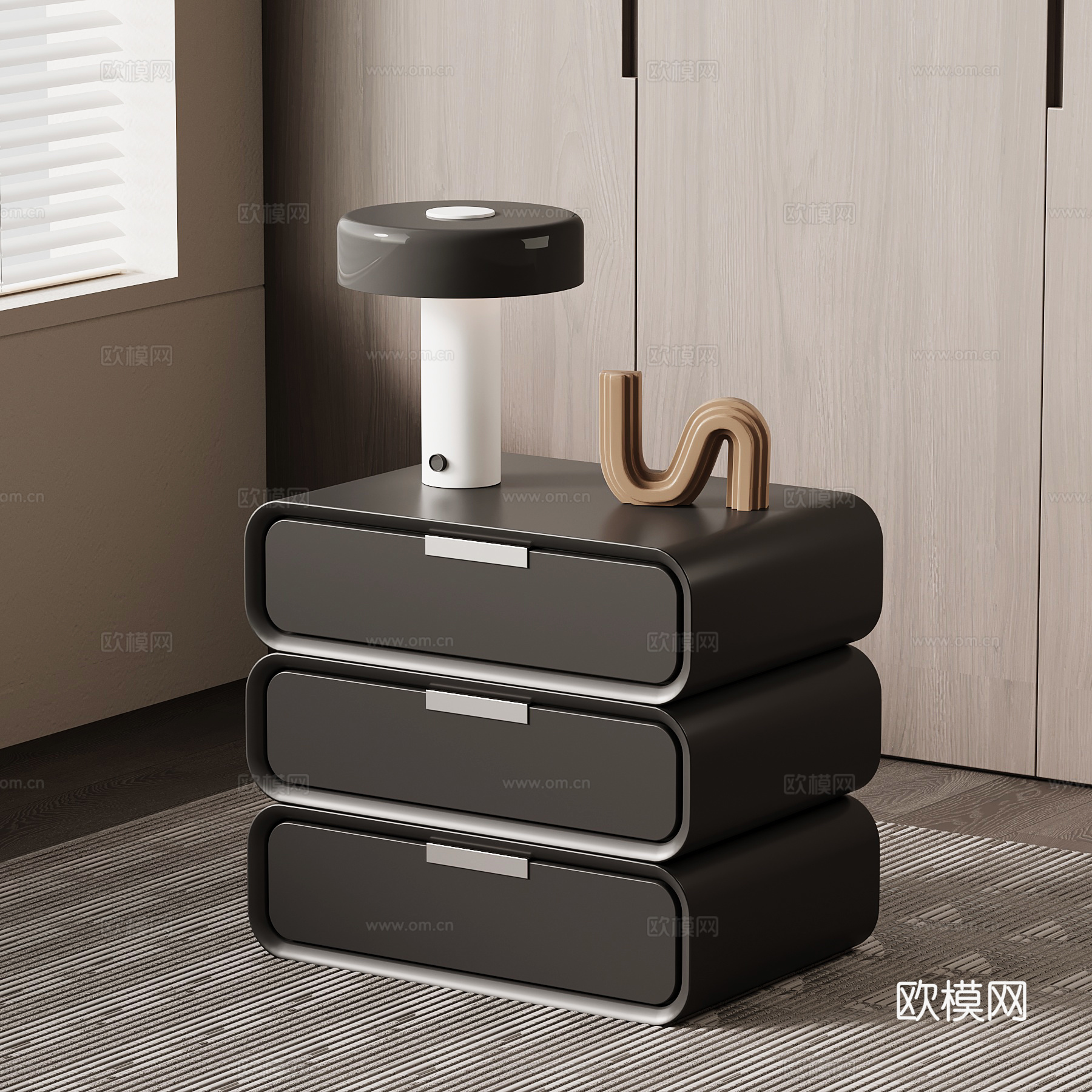 现代意式床头柜su模型
