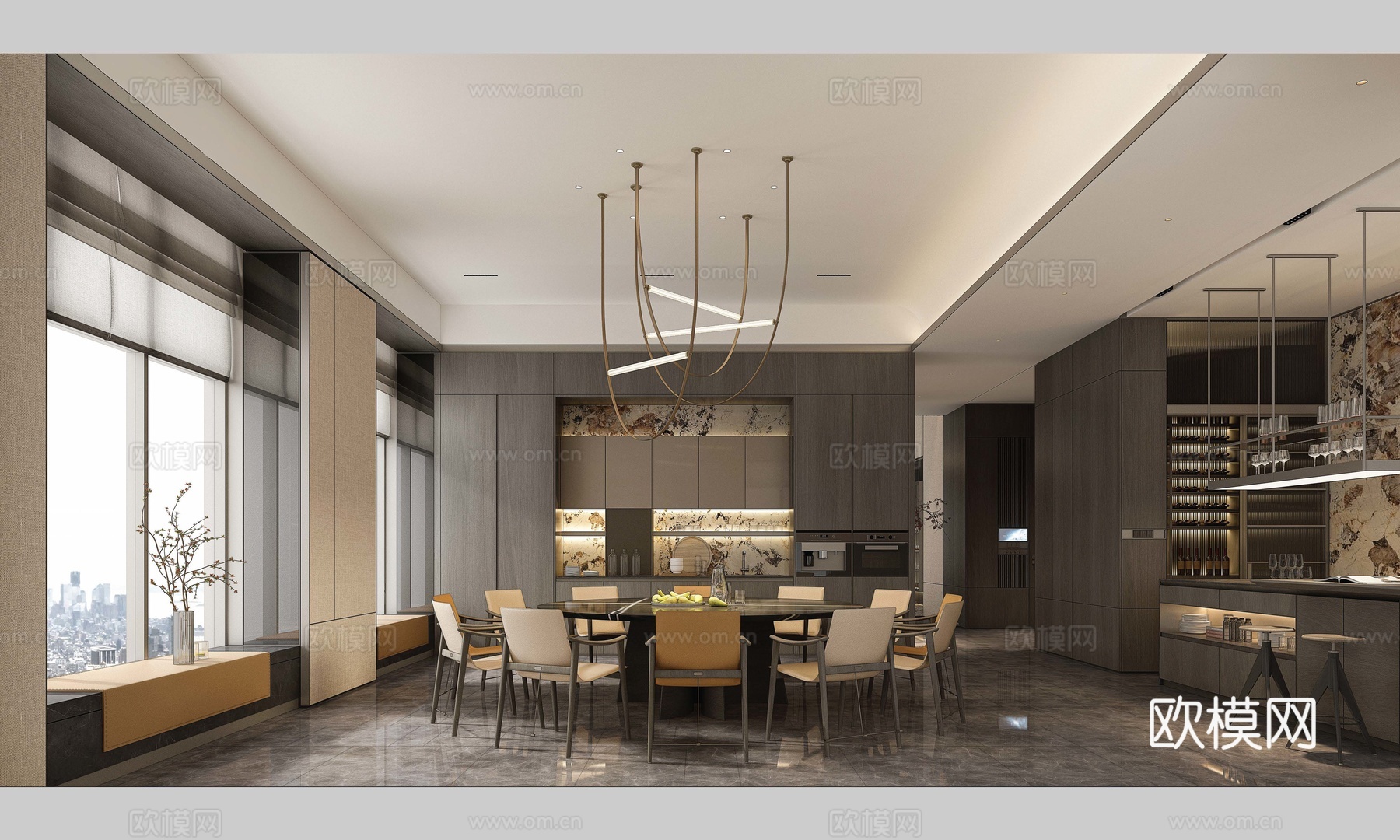 轻奢意式大平层 样板间 最新全套施工图 效果图合集cad施工图