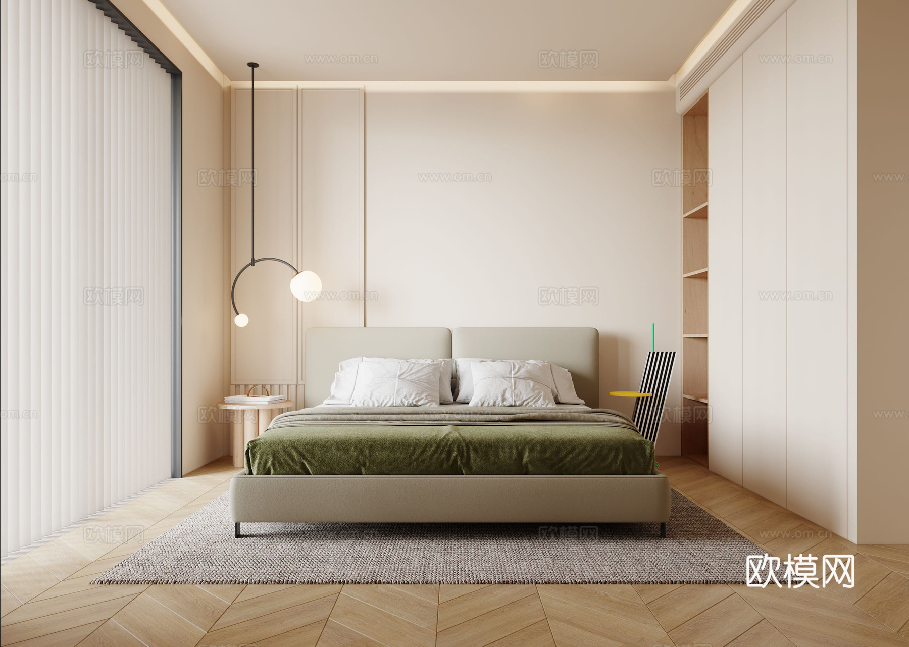 奶油风 样板间 最新全套施工图 效果图合集cad施工图