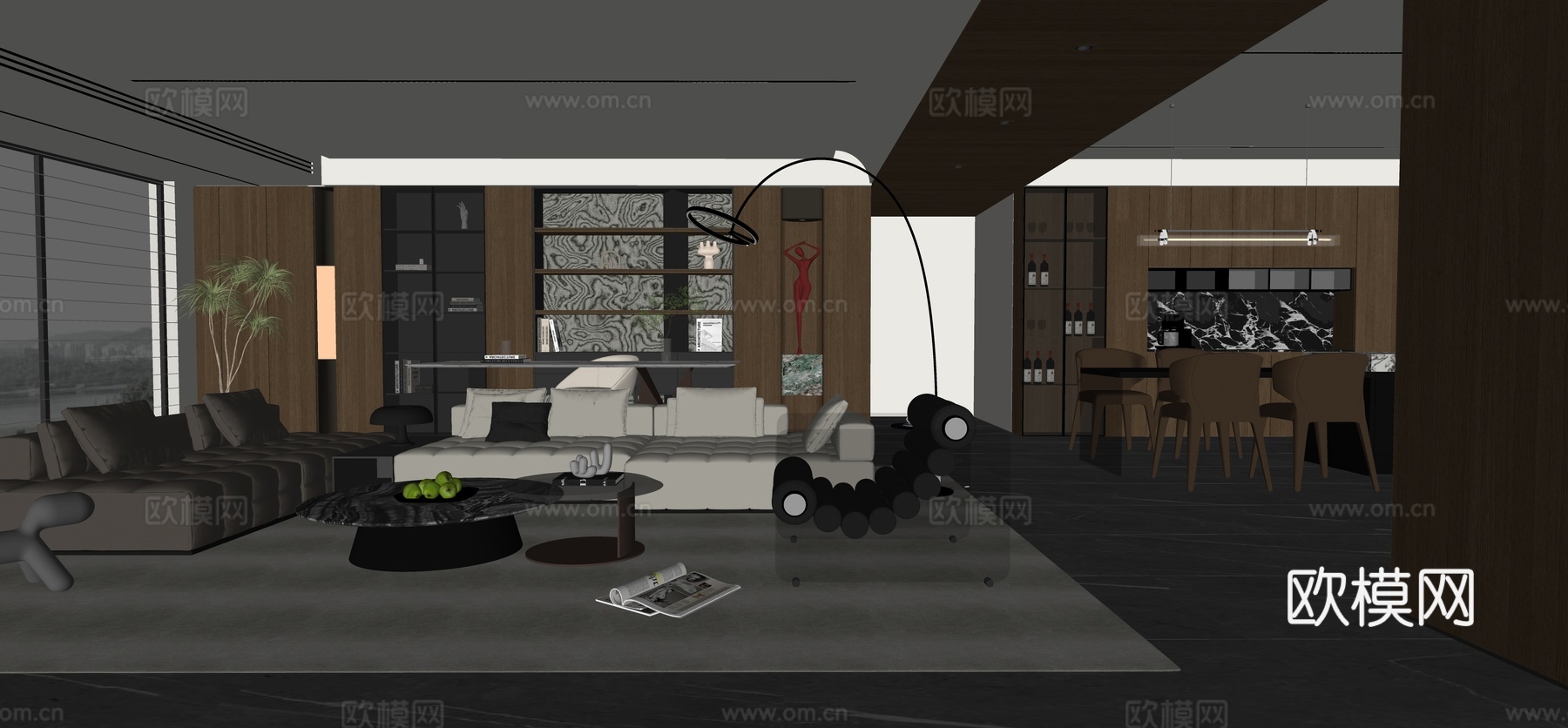 意式家居客厅su模型