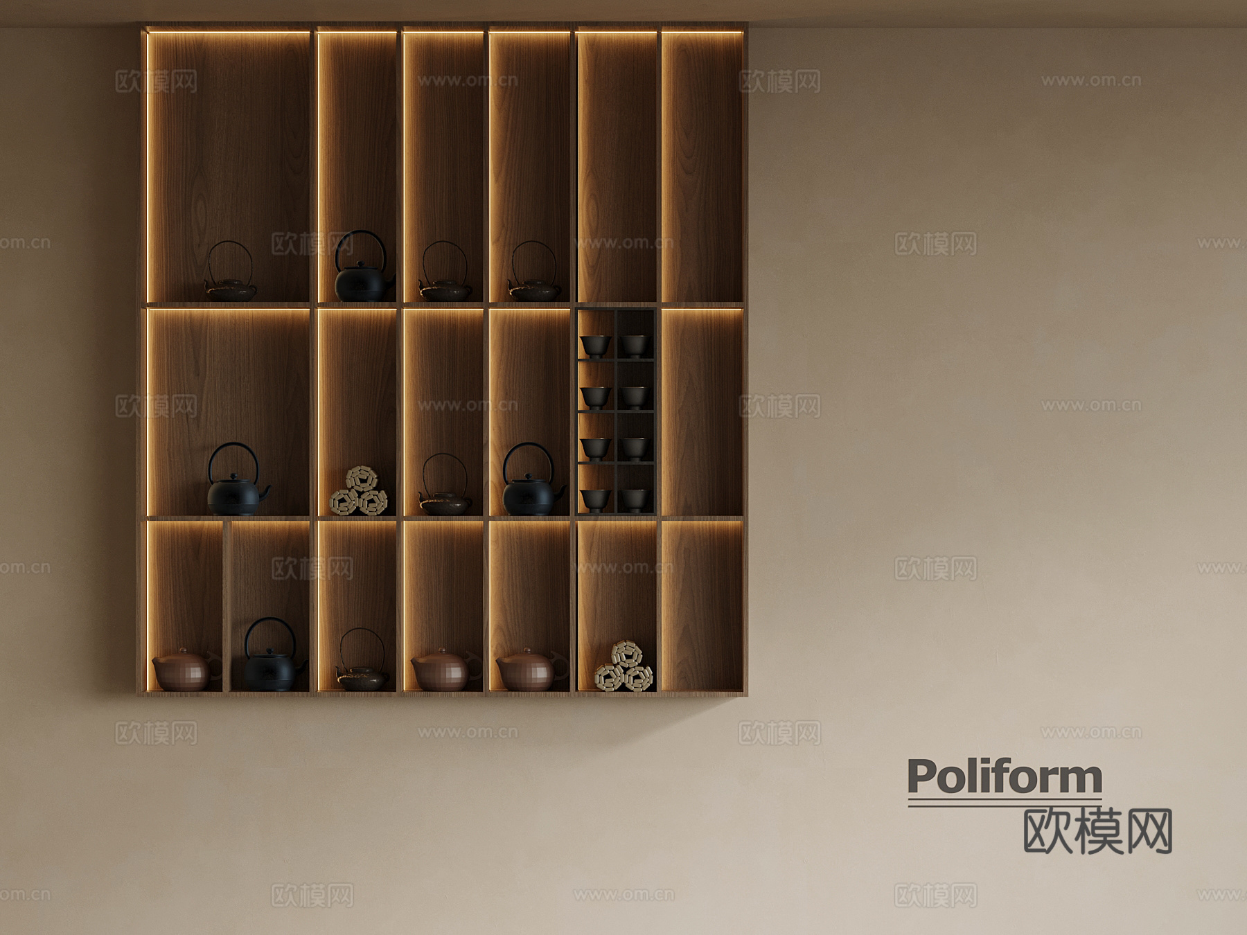 新中式茶柜 壁柜su模型