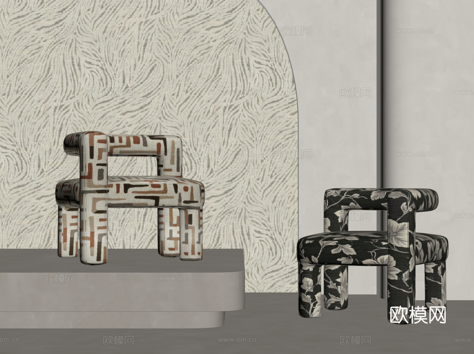 法式复古单人沙发 休闲沙发su模型