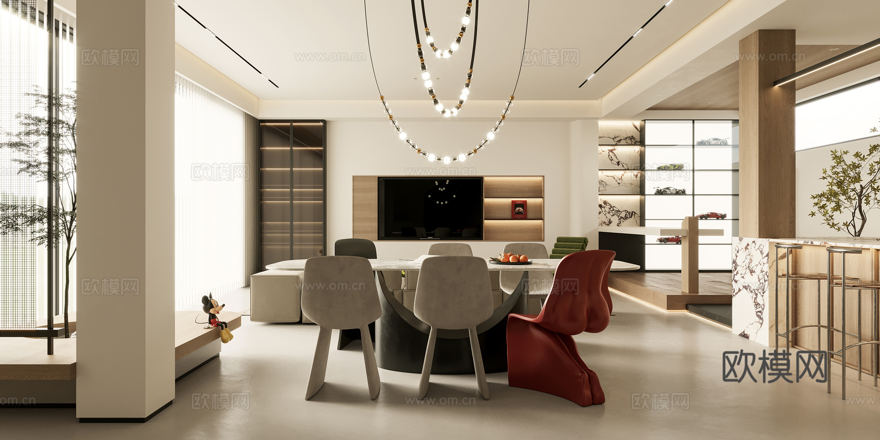 奶油风 样板间 最新全套施工图 效果图合集cad施工图