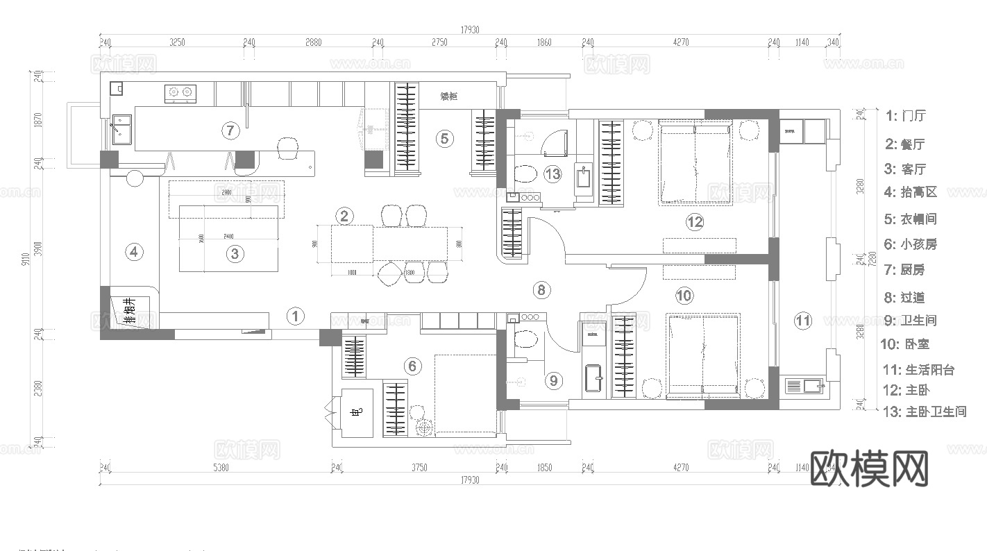 奶油风 样板间 最新全套施工图 效果图合集cad施工图