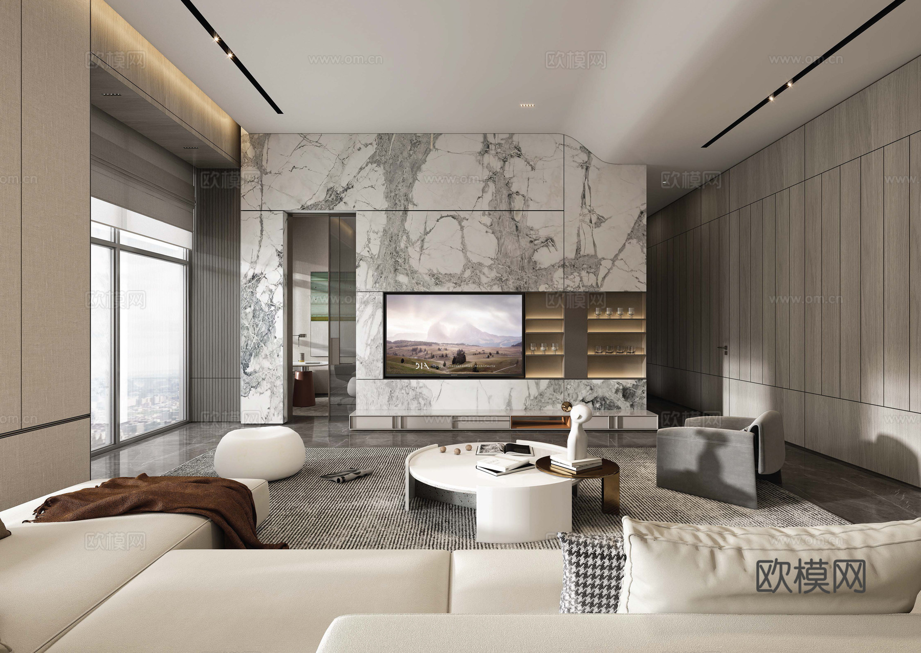 轻奢意式大平层 样板间 最新全套施工图 效果图合集cad施工图