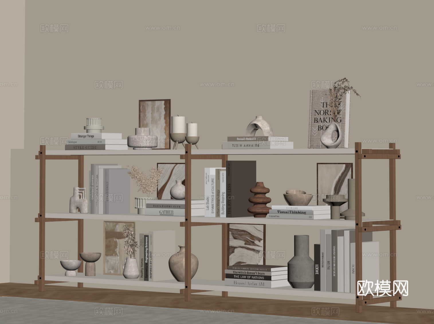 侘寂中古置物架 书架su模型