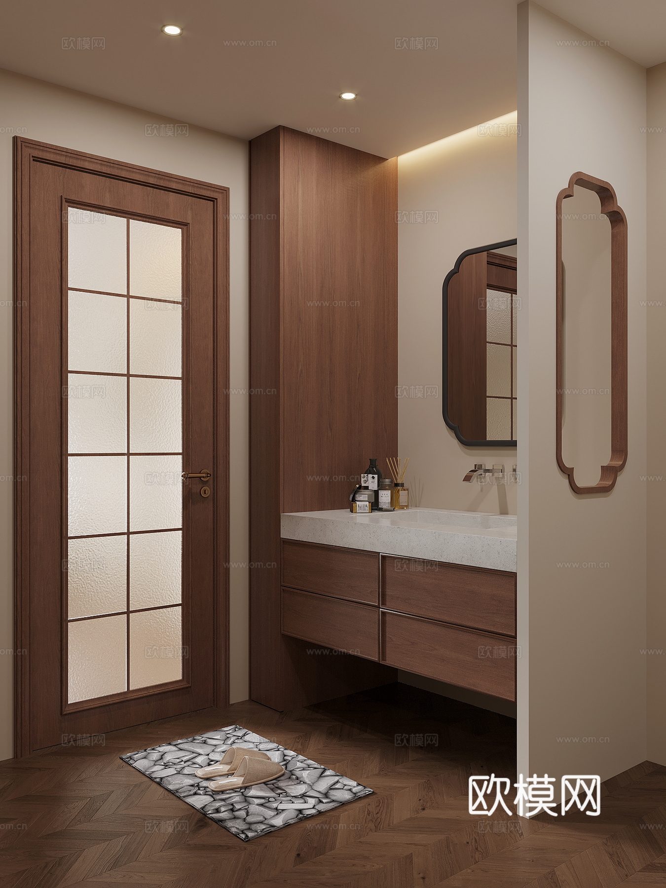 新中式卫生间su模型