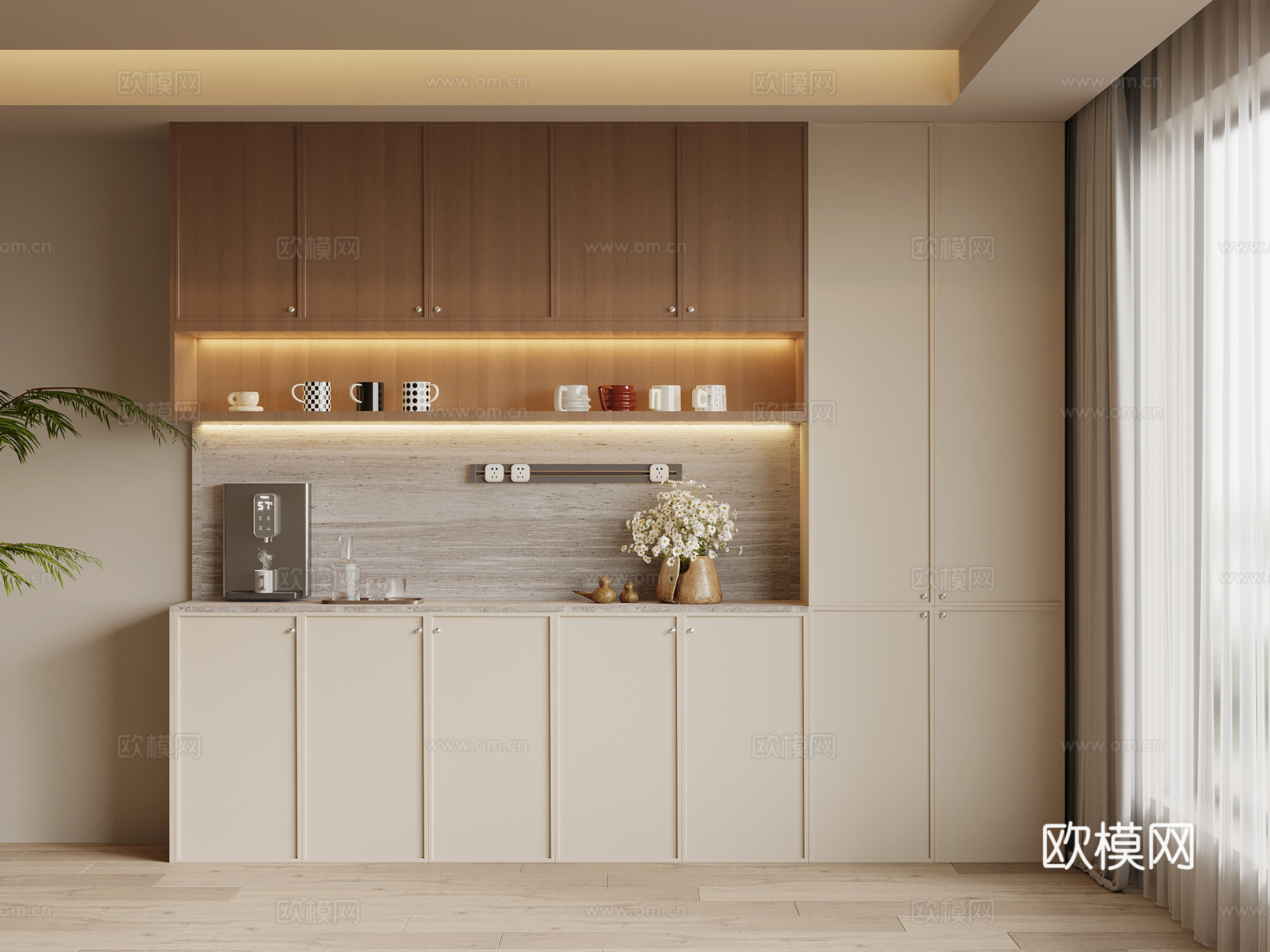 中古风酒柜 餐边柜3d模型下载